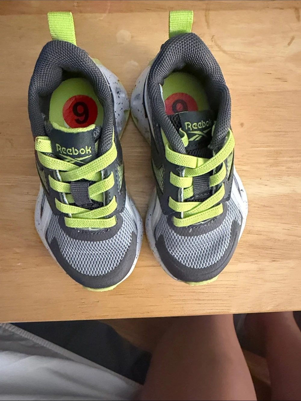 Reebok Kids Gray and Neon Green Athletic Sneakers